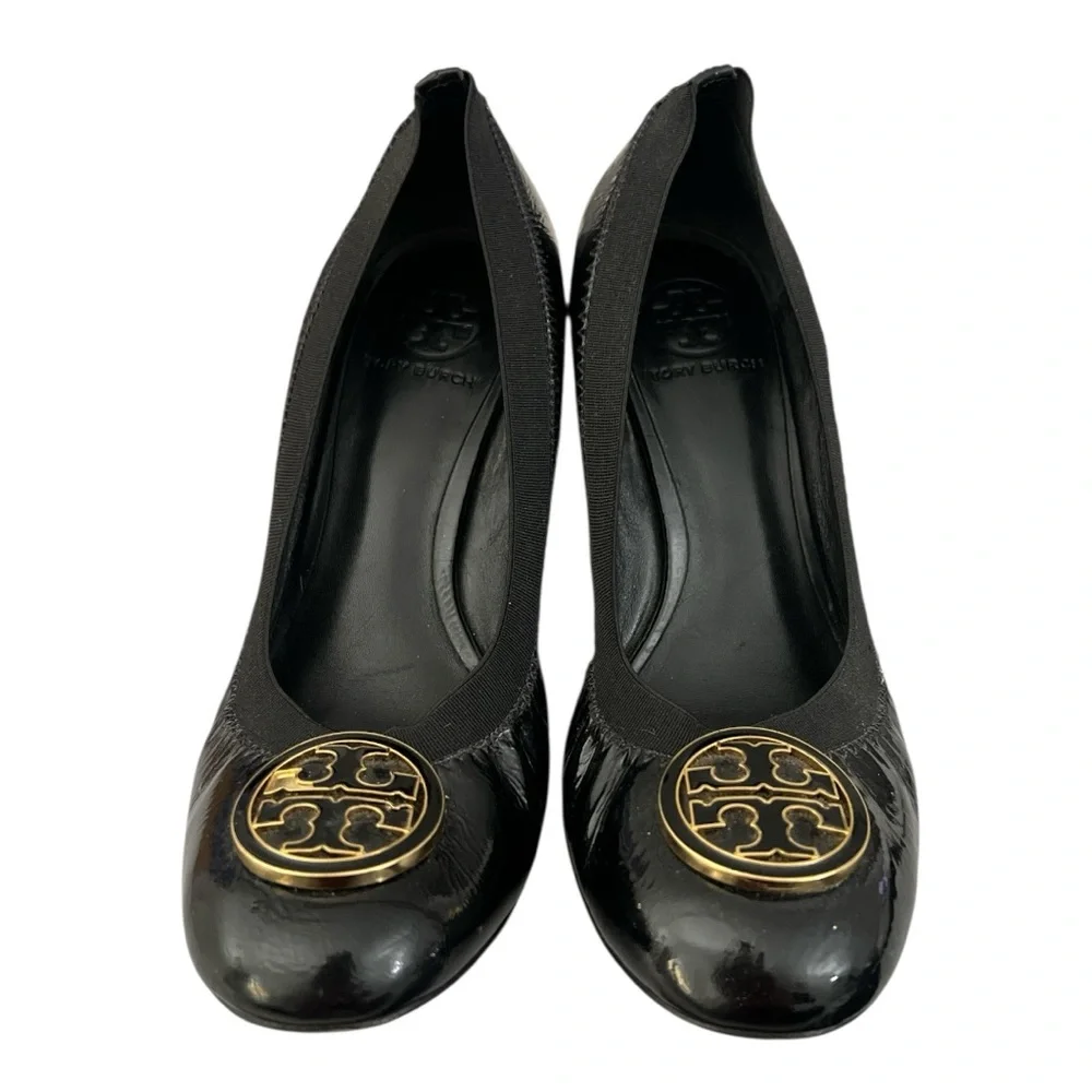 Tory Burch “Caroline” Flex Leather Pump Heels, Black, Women’s, Size 9